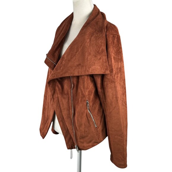 Beautiful! Blank NYC Suede-Like Oversized Collar Moto Jacket in Cinnamon… - Picture 2 of 8